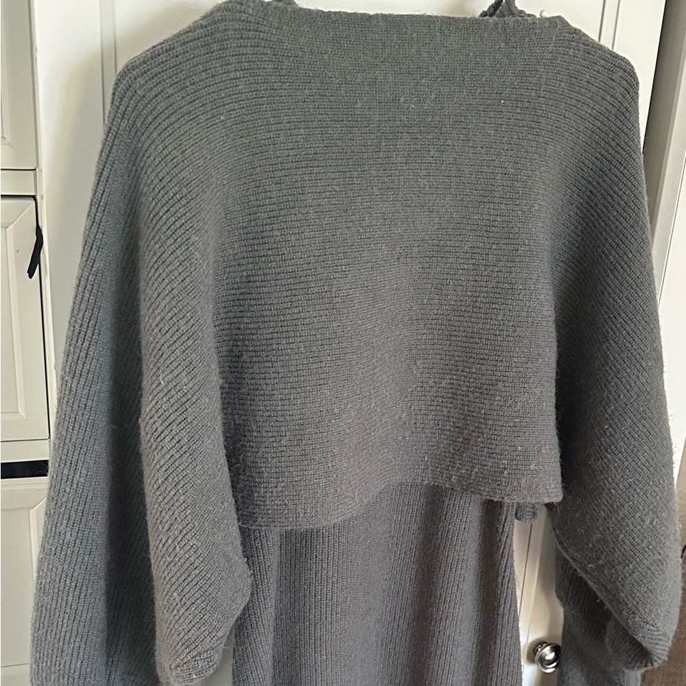 Green Knit Shrug Two-Piece Sweater Dress